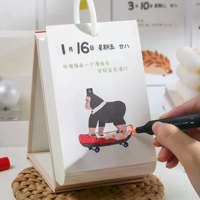 

Счастливый календарь с милым щенком на 2026 год, целебные иллюстрации, 365 дней, теплый настольный календарь с щенками, я был прекрасным