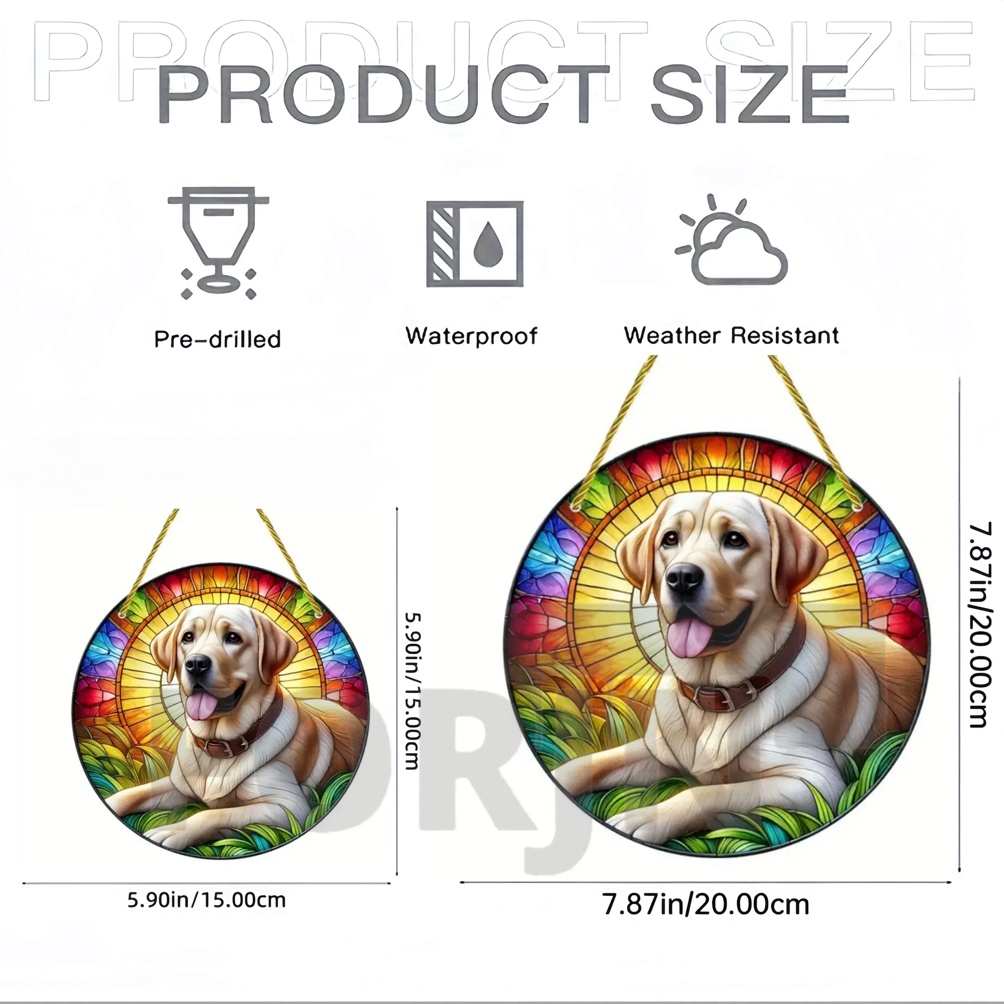 Charming Poodle&Labrador Retriever Suncatcher, Acrylic Round Translucent Hanging,Gift for Dogs Lover,Home Yard Garden Farm Decor