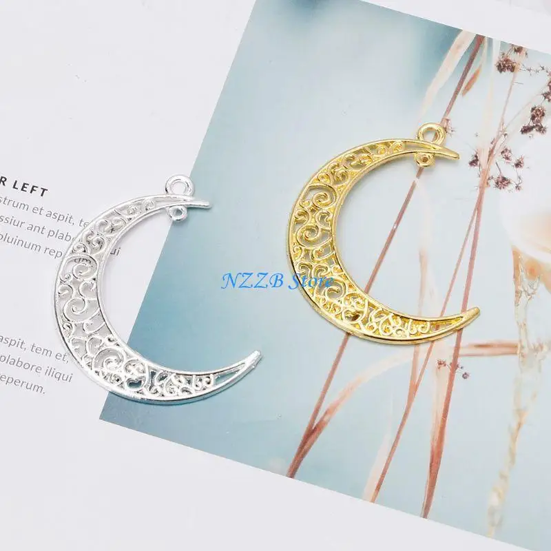 T21F Fashion 10x/Set Hollow Moon Charms Luna Symbol Filigree Pendant for DIY