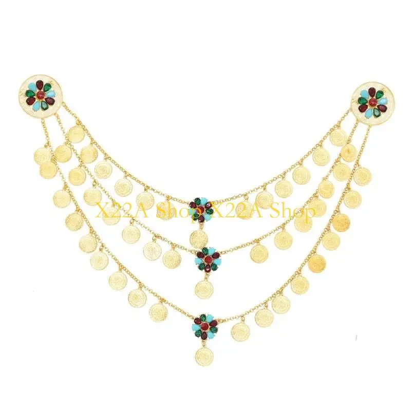 Unique Unique Multi Layer Coin Tassels Alloy Chain Shoulder Adornment For Party Wear