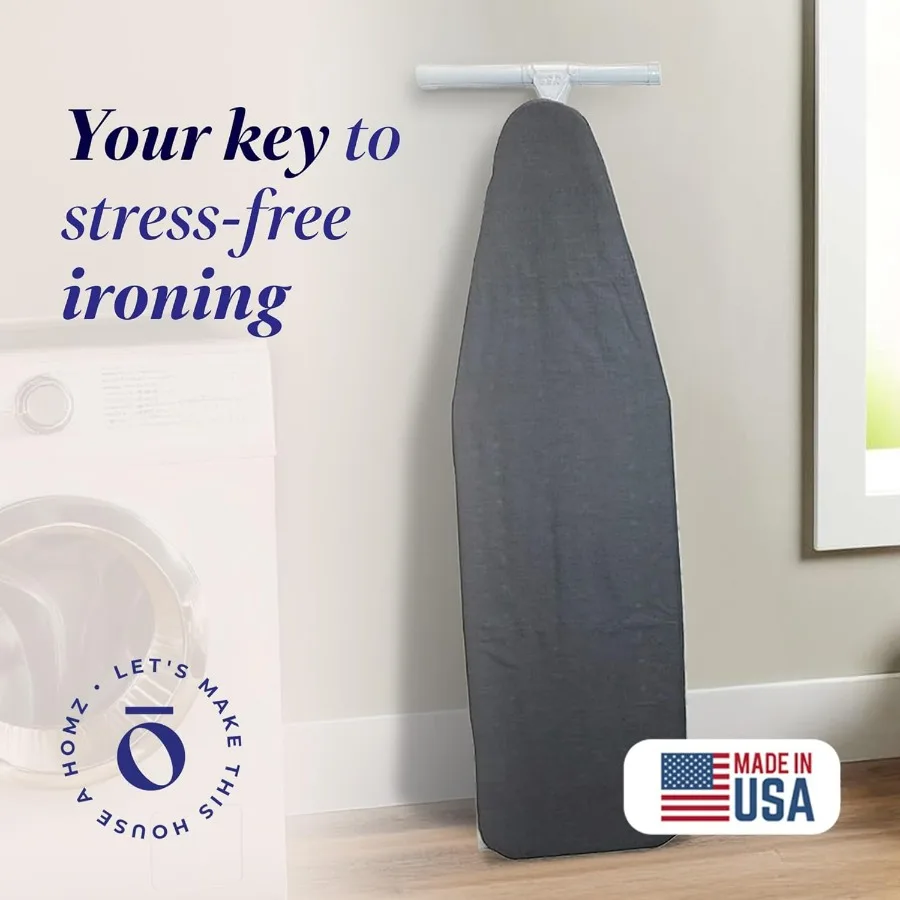 لوح كي الملابس على شكل حرف T، محمول مدمج وقابل للطي بحجم قياسي قابل للتعديل مع وسادة إسفنجية وغطاء قطني، فحمي Gr #2