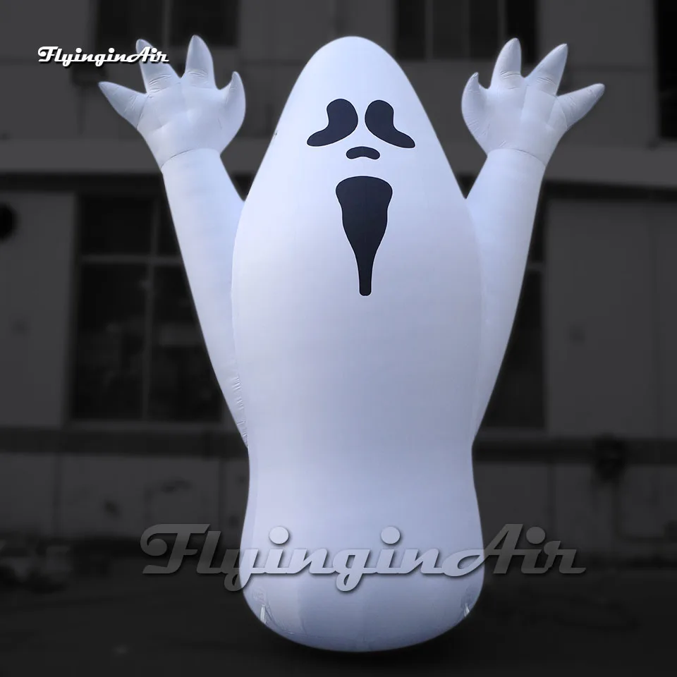 

Scary Large White Inflatable Ghost Balloon With LED Light For Yard Halloween Decoration