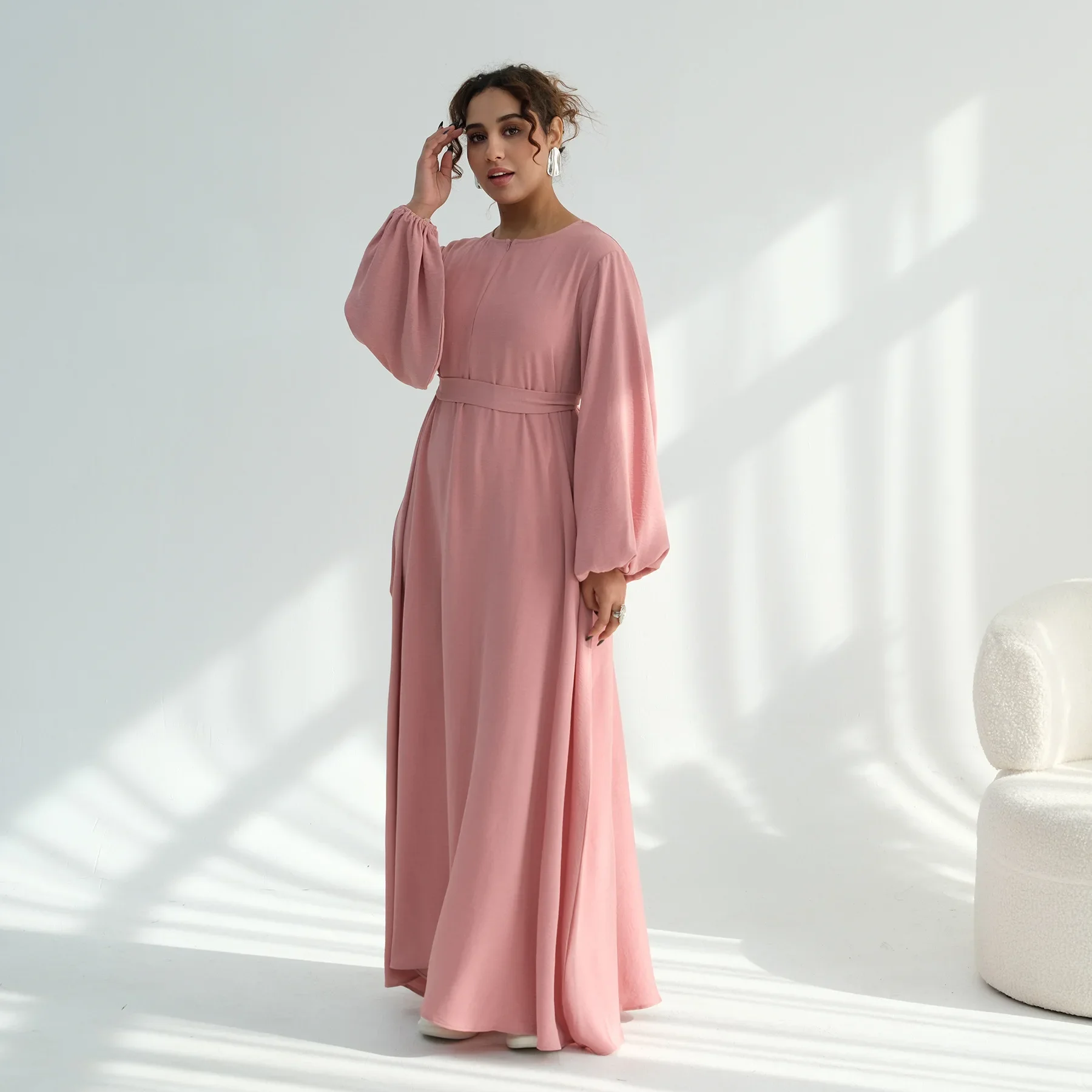 

Женское платье для Ид, абайя на Рамадан, однотонное, скромное, для вечеринок, длинное, мусульманское, 2026, джалабия, марокканский кафтан, Дубай, ислам, арабский длинный халат