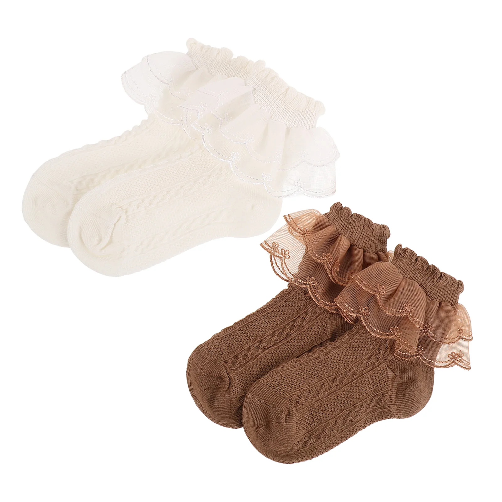 

2Pairs Baby Cotton Socks Tutu Baby Girl Socks Dance Princess Lace Stockings Kids Hosiery White Ballet