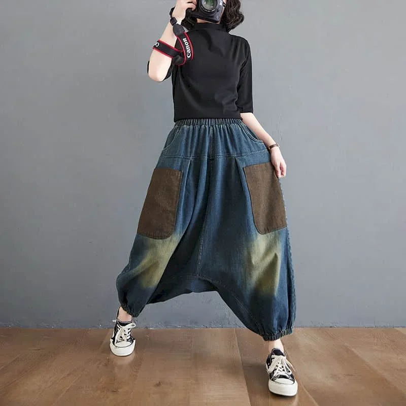 

Pop Baggy Jeans Women Oversized Casual Loose Artistic Harem Pants Vintage Clothes Aesthetic Elastic Waist Streetwear Women Cloth