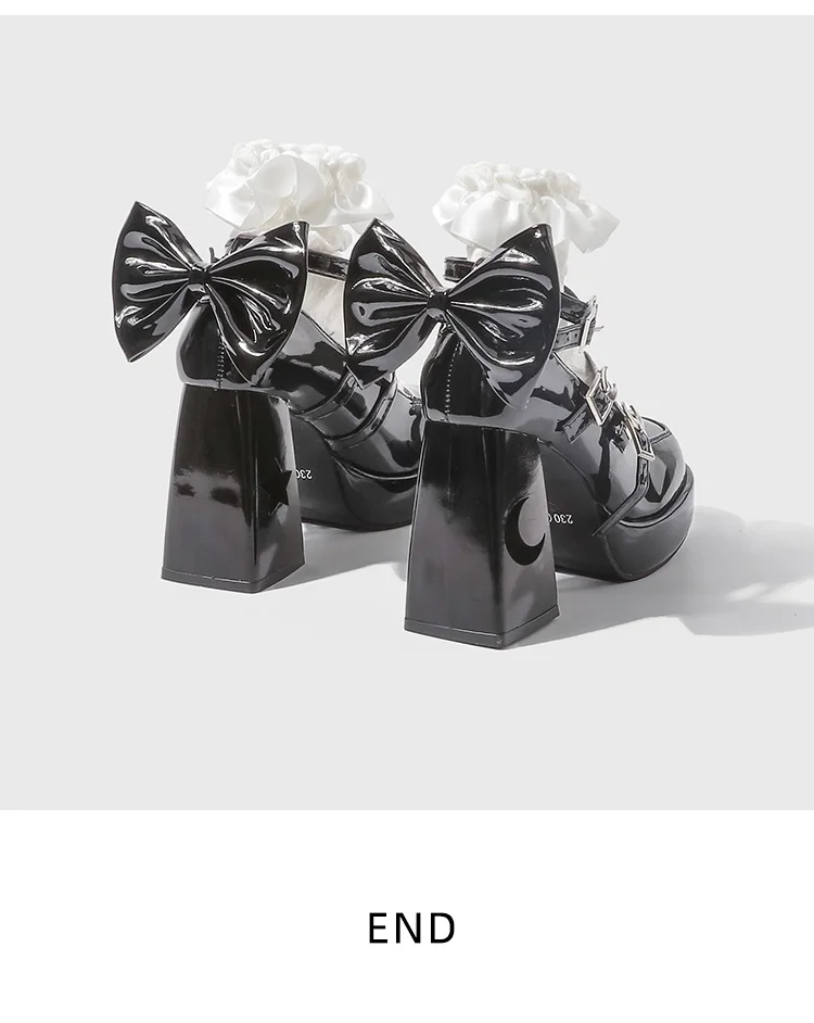 Y2K Subculture Japanese Original Lolita Mary Jane Shoes Women's Round Toe Chunky Heel Bow Sweet Cool Gothic Style High Heels