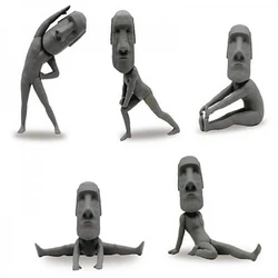 Cartoon Figurine Moai Stone Statue Decoration Desks Mini Statues And Sculptures Easter Doll Twist Egg Ornament Home Accessories