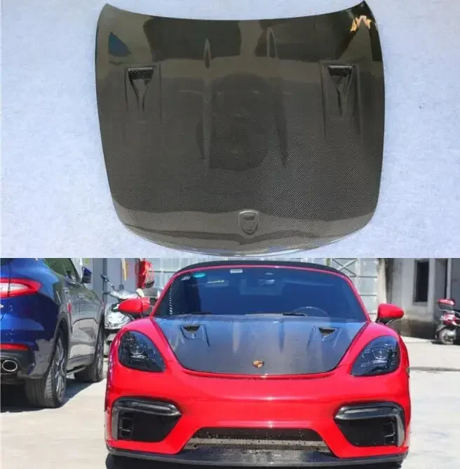 

New！ Real Carbon Fiber Bonnet For Porsche Cayman Boxster 718 2016-2021 Front Engine Hood Vent Cover