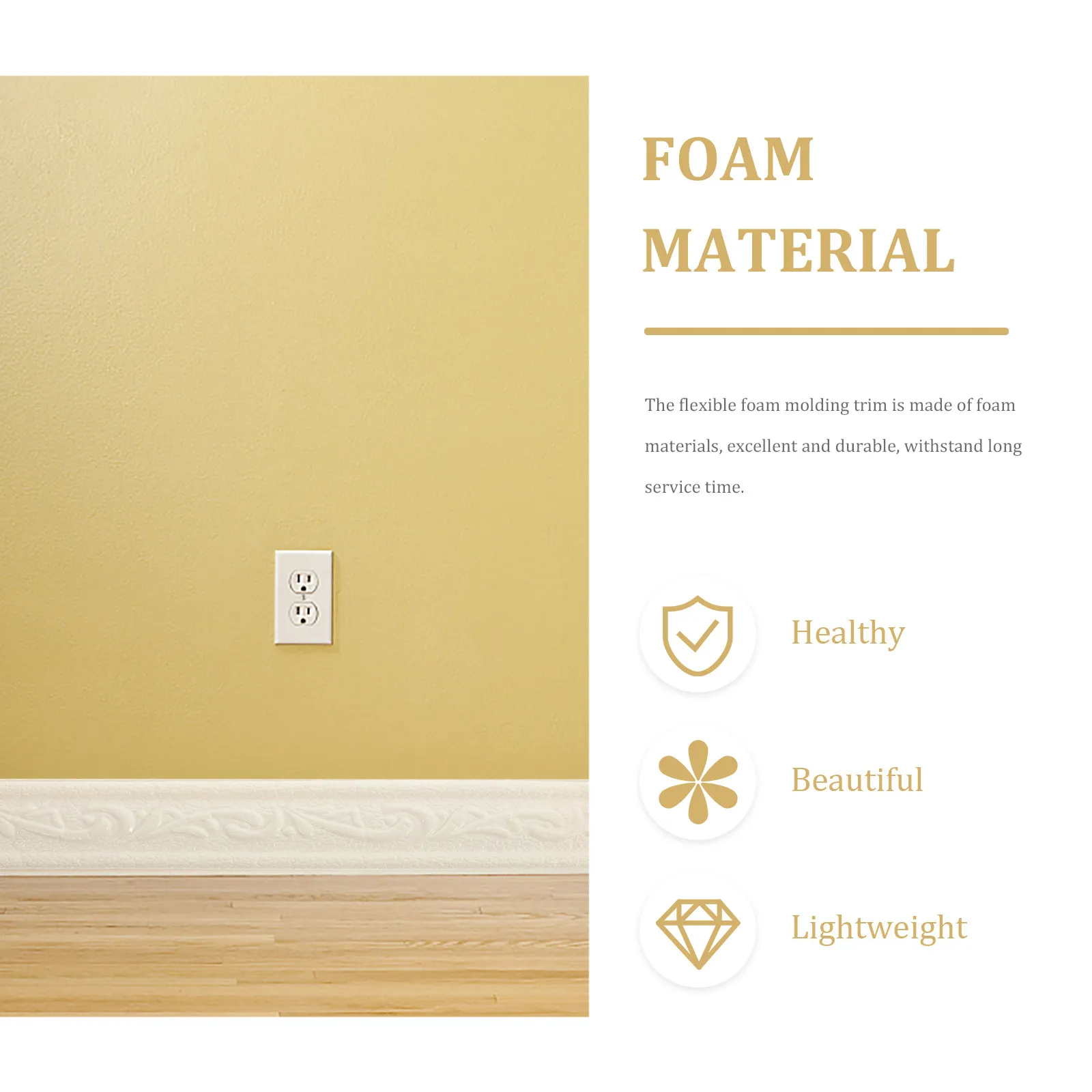 2 Rolls Self Adhesive Wall Molding Trim Foam Peel Stick Border Strip 3D Embossed Flexible Wallpaper For Bathroom Living Room