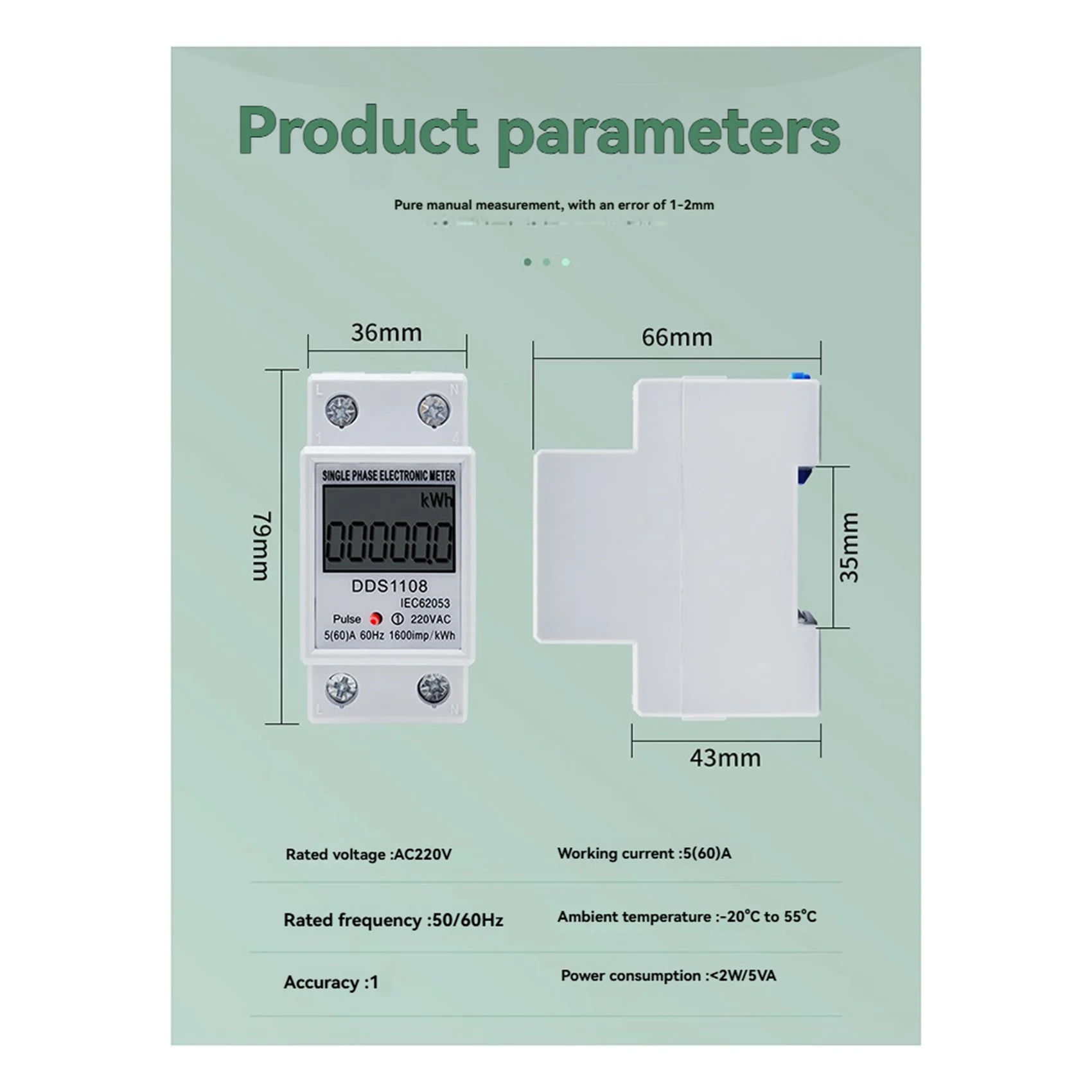 CYCLI-2X DDS1108 Digital Electric Energy Meter Wattmeter LCD Display Kwh Meter Single Phase Wattmeter AC220V 60Hz