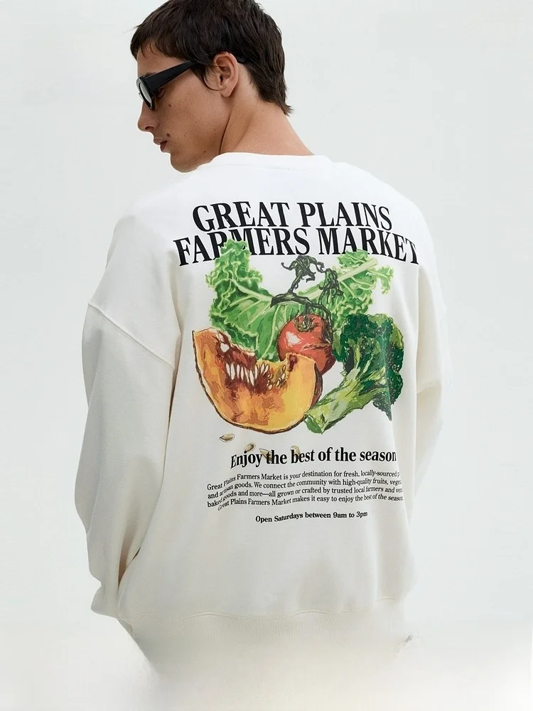 

H&M Унисекс хлопковая толстовка свободного кроя, удобная летняя кофта, парные свитшоты с круглым вырезом, повседневный стиль, базовый цвет