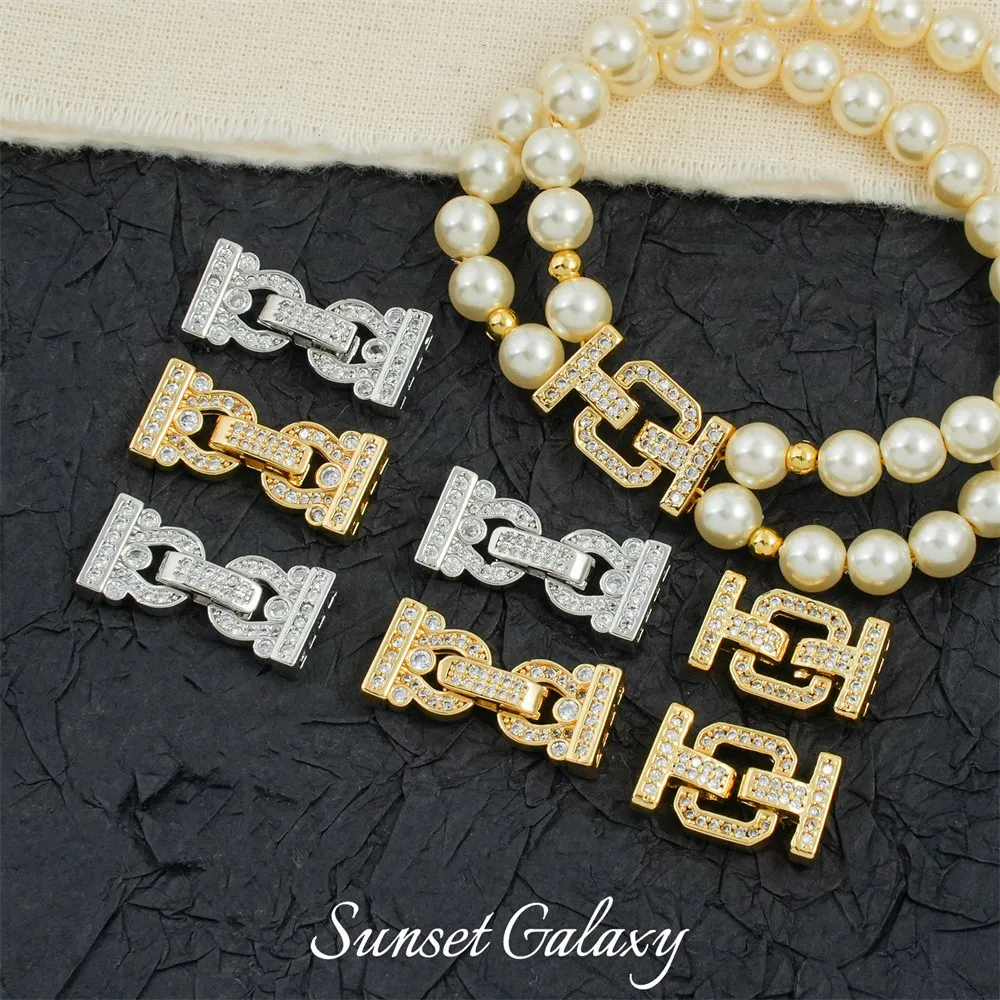 

18-каратная многорядная жемчужная застежка с бриллиантами, браслет ручной работы из бисера, материал «сделай сам», ожерелье, ювелирные аксессуары