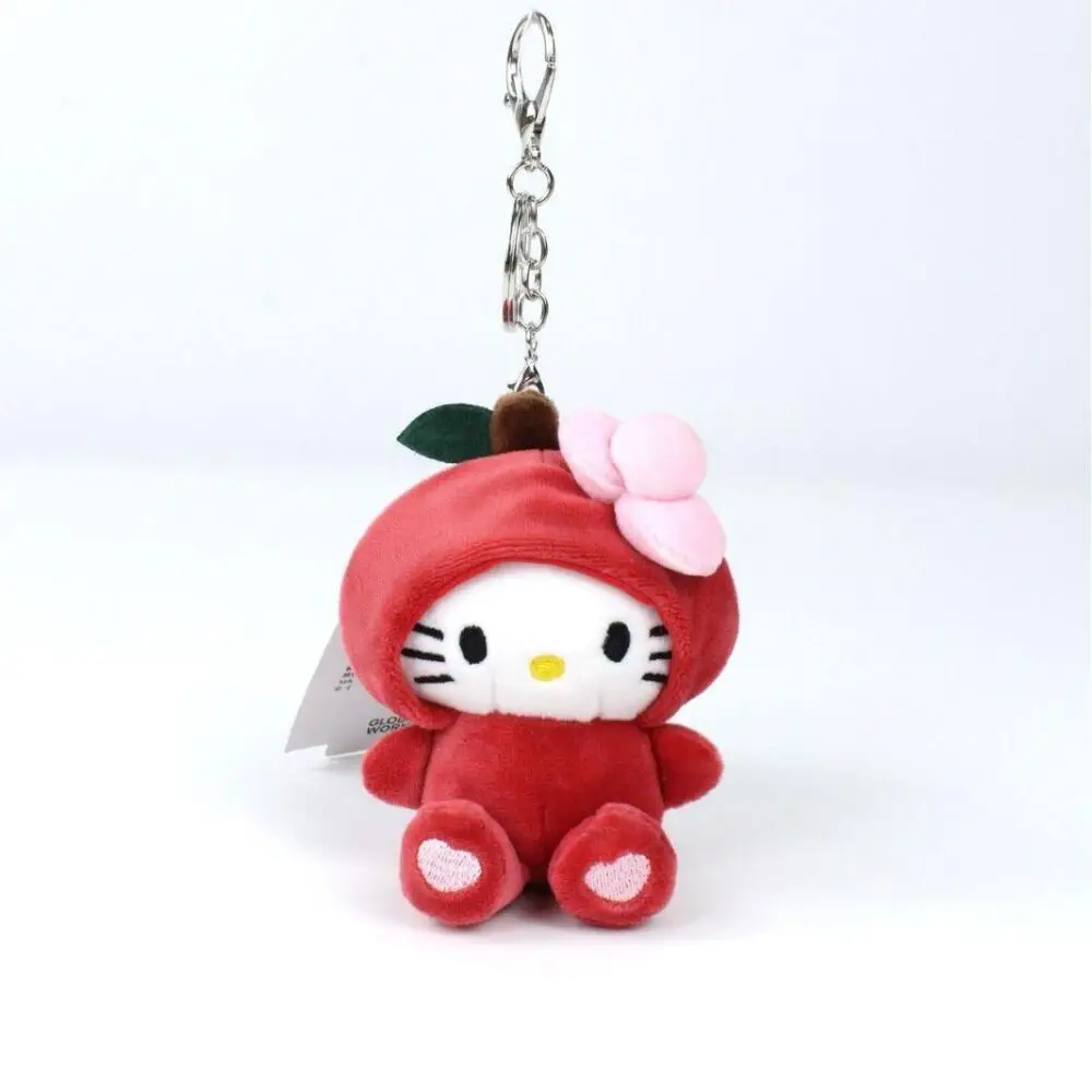 9Cm Sanrio Apple Pineapple Cross Dressing Hello Kitty Plush Keychain Backpack In-Vehicle Hanging Ornaments Girl Birthday Gift
