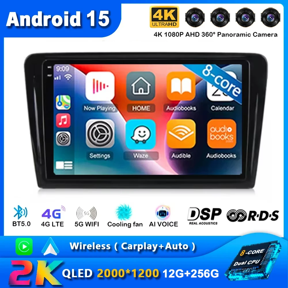 Rádio do carro de android 15 para vw volkswagen santana 2012 - 2017 reprodutor multimídia navegação gps carplay qled estéreo invertendo automóvel