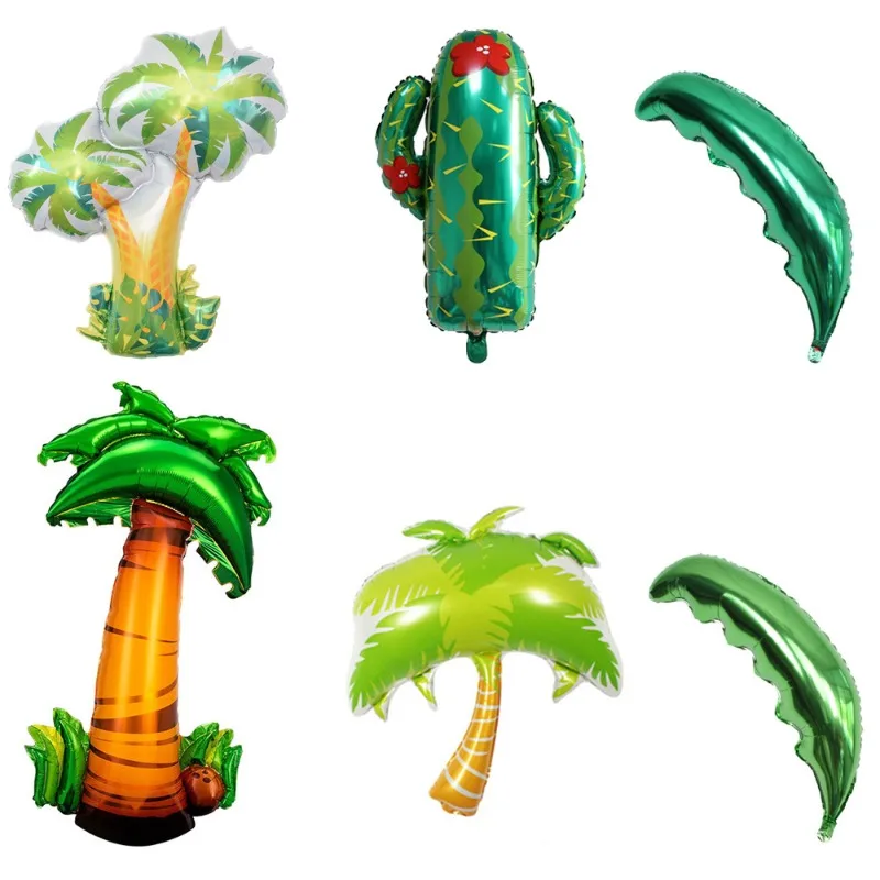 Hawaiian Luau Party Ballons Decorations Tropical Palm Tree Cactus Foil Balloons Jungle Theme Birthday Summer Beach Party Supply