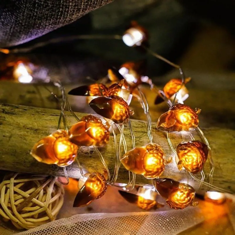 Decorações de ação de graças luzes de corda de bolota festivo com tema de queda alimentado por bateria luz corda festa decoração do quarto lâmpada pendurada