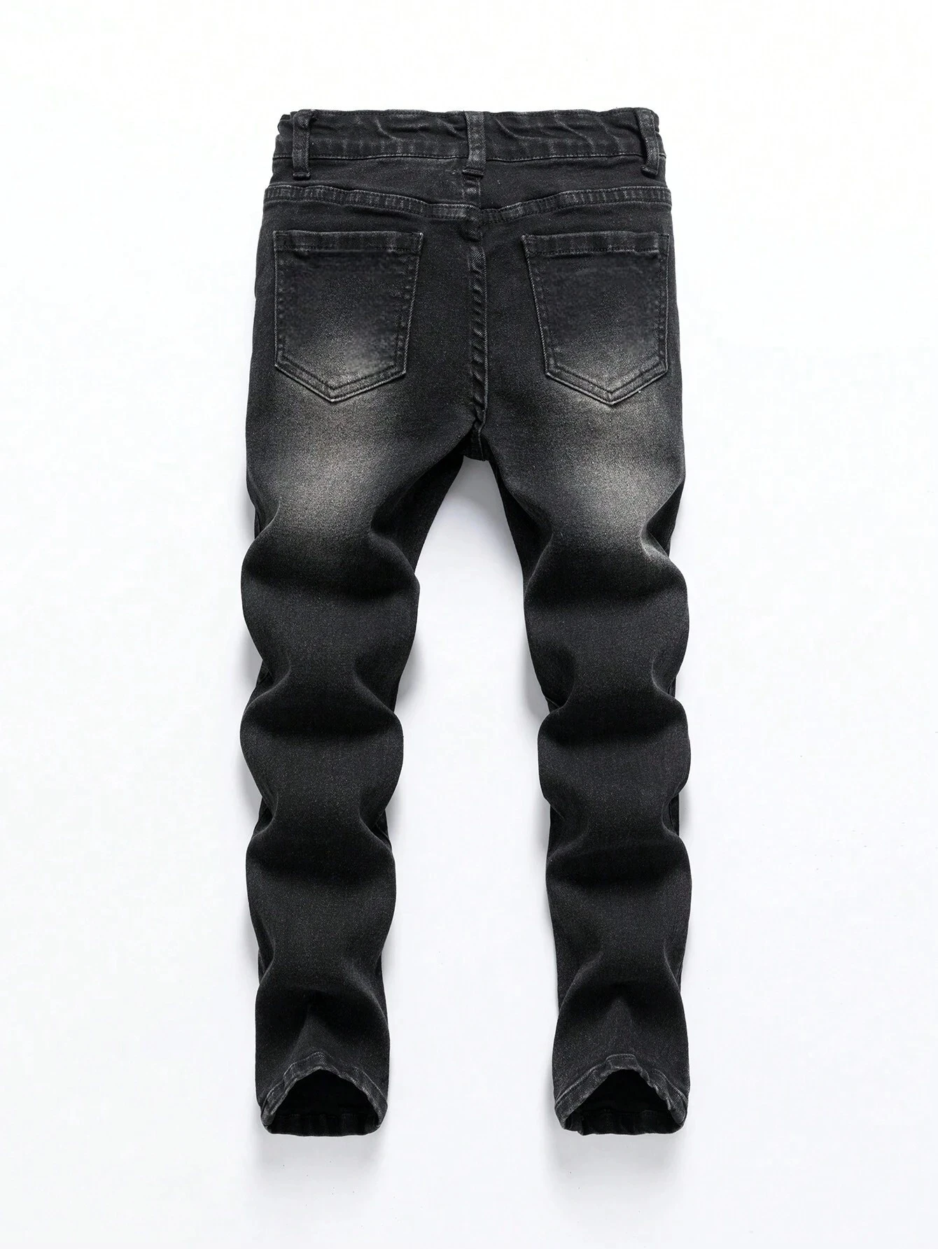 1-Piece Men's All-Season Snowflake Washed Fashion Jeans, Stretchy Slim-Fit Light Gray and Dark Black Casual Denim Pants, Minimalist Fashion, Suitable for Everyday Wear