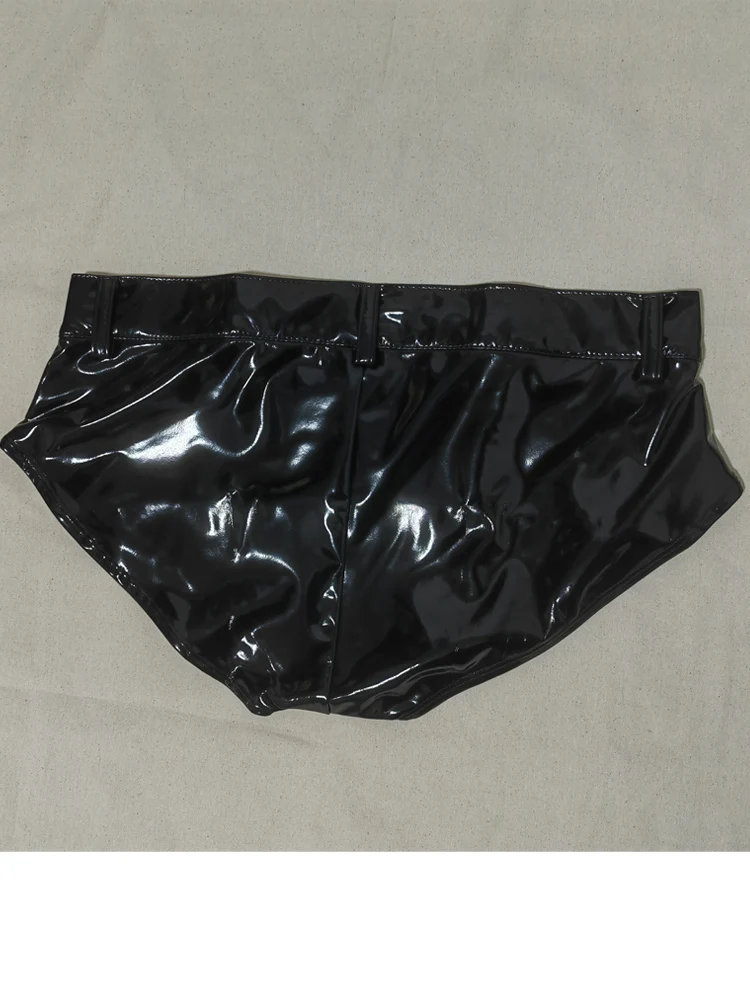 S-5XL Low Waist Wet Look PVC Shorts Shiny PU Leather Hot Pants Short Jeans Sexy Micro Mini Bermudas Trunks Clubwear Streetwear
