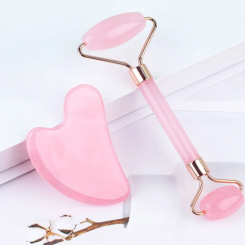 Gua Sha Natural Stone Quartz Jade Massage Roller Faical Massage Tools per Face Board Acupoint Eye Care Body SPA Massager