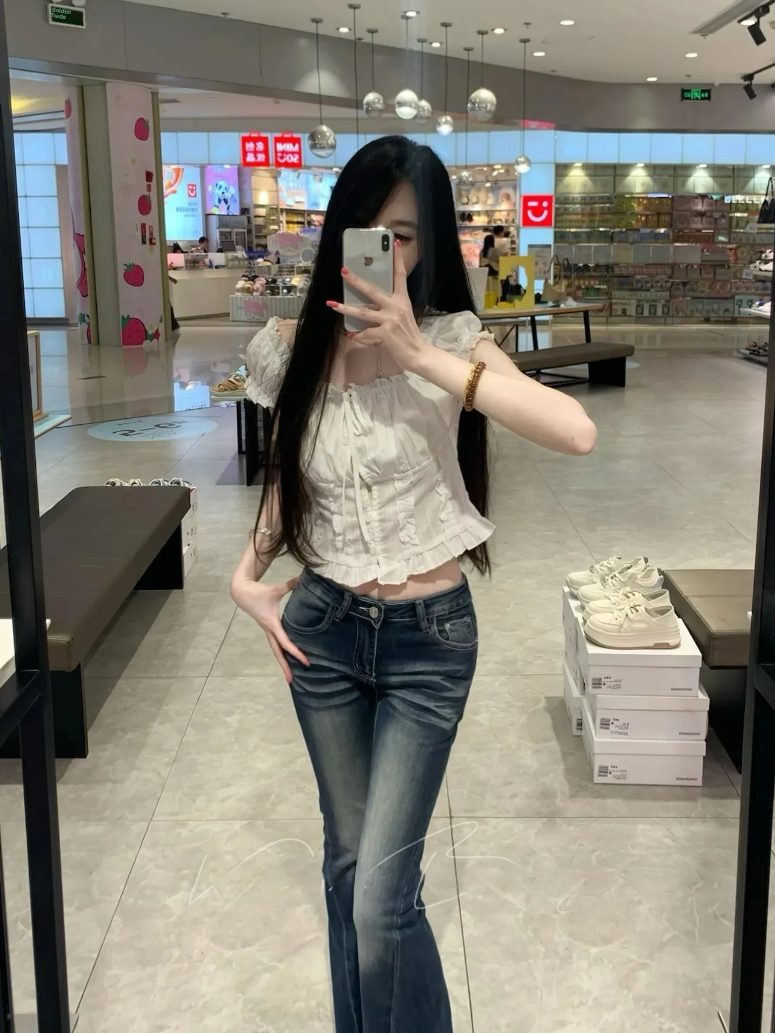 

High Waist Slim Fit Bell Bottom Jeans Women's Summer High Elasticity Washed Denim Pants Korean Style Fashionable Long Trousers