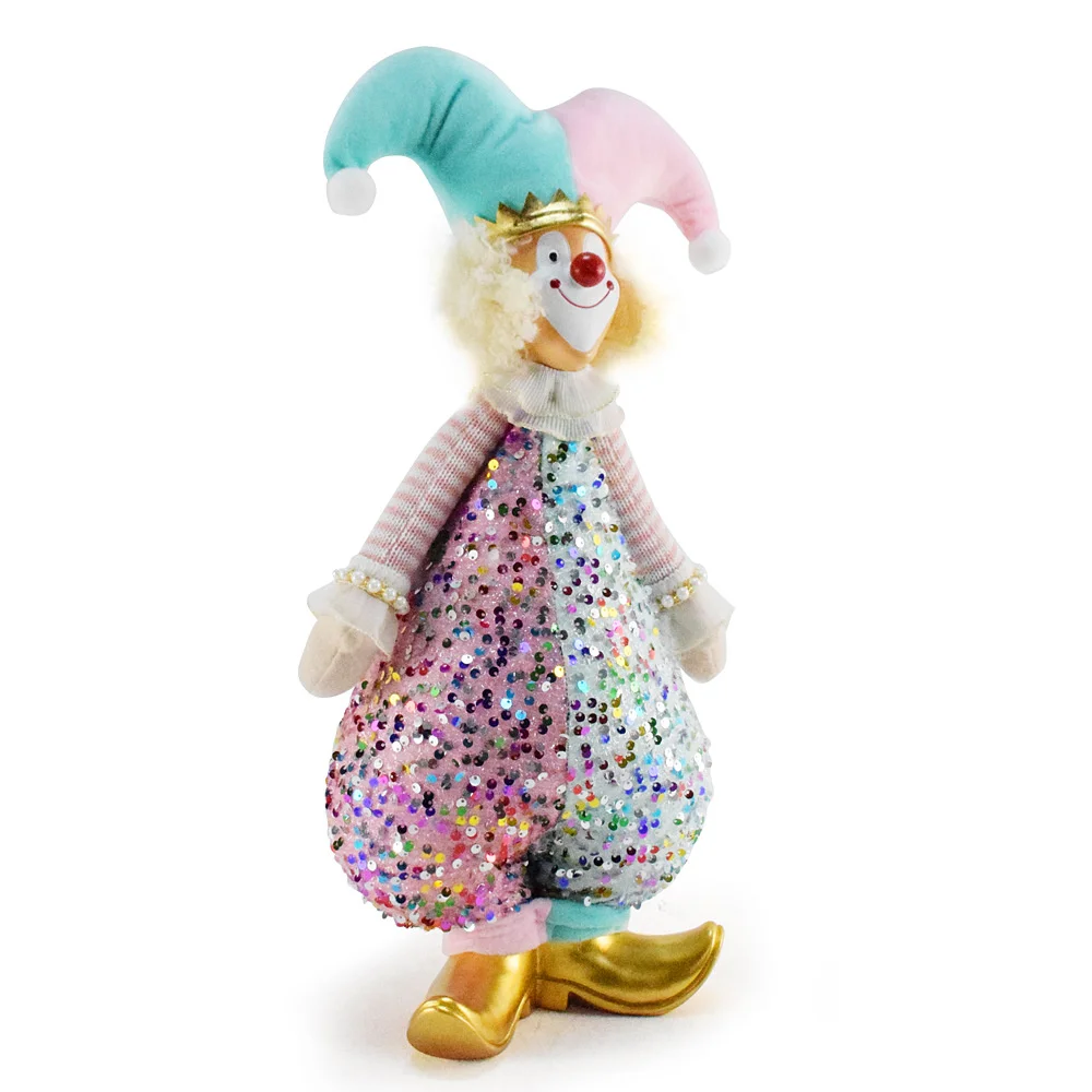 Christmas Hip Hop Clown Doll Christmas Decorations 2024 Cute Clown Ornament Macaron Pink Glitter Clown Gift For Children