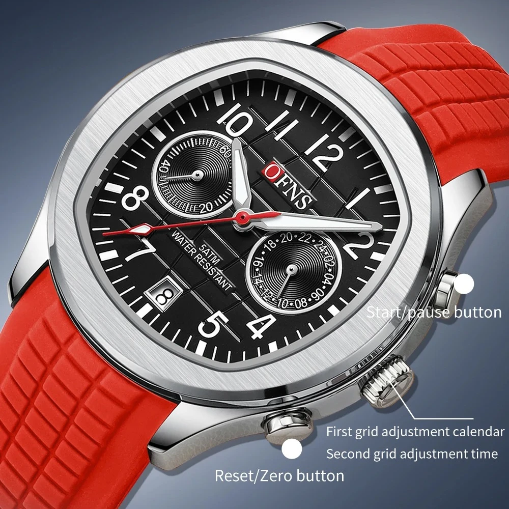 

OFNS 8020 Reloj Hombre Luxury Men's Quartz Watch, Sports Waterproof Luminous Calendar Watches for Men Relojes Para Hombres