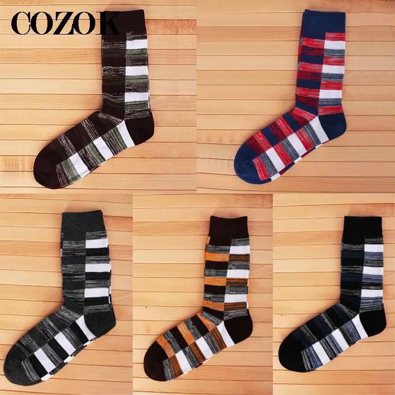 5 Pairs New Men Socks Casual Business High Quality Happy Combed Cotton Socks Harajuku Fashion Clothing Gentleman Socks Men Gift