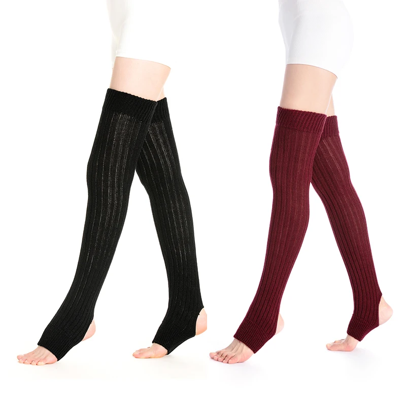 Leg Warmers Women Sexy Socks Over Knee Stockings Winter Keep Warm Soft Gaiters Leggings Hollowed Out Foot Heel Female Long Sock