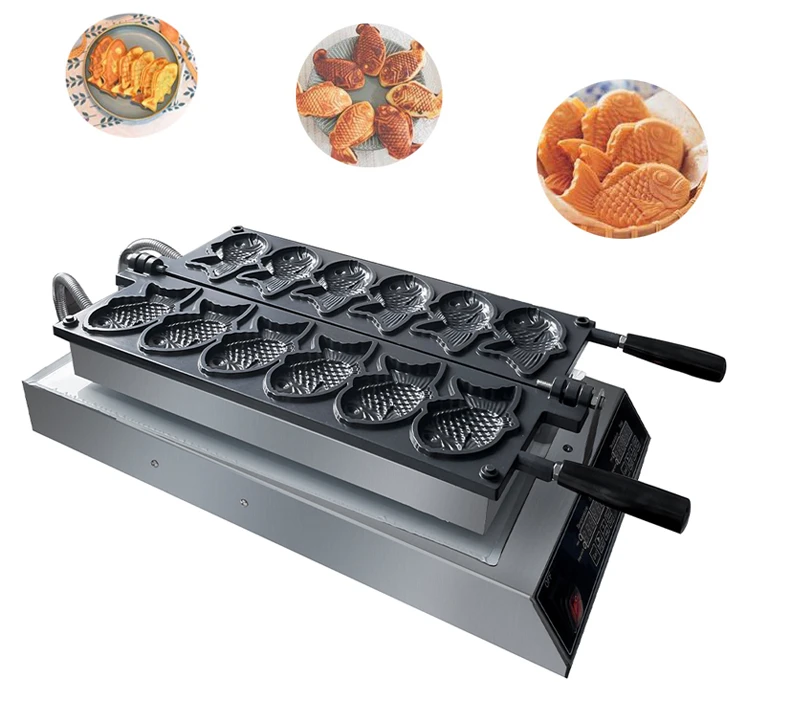 

Digital Display Cheese Taiyaki Waffle Machine Commercial 6Pcs Fish Waffle Maker New Design 110V 220V Fish Shape Waffle Maker