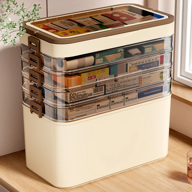 Large Capacity, Durable Portable Medicine Box/Storage Box with Handle, Storage Box with Lid, Multi-Layer Elevated Storage Box, Suitable for Home and Travel, Suitable for Organizing Medicine Boxes, Office Supplies, Sewing Supplies, Storage Box for Cosmetics, Travel Storage, Under-Bed Storage