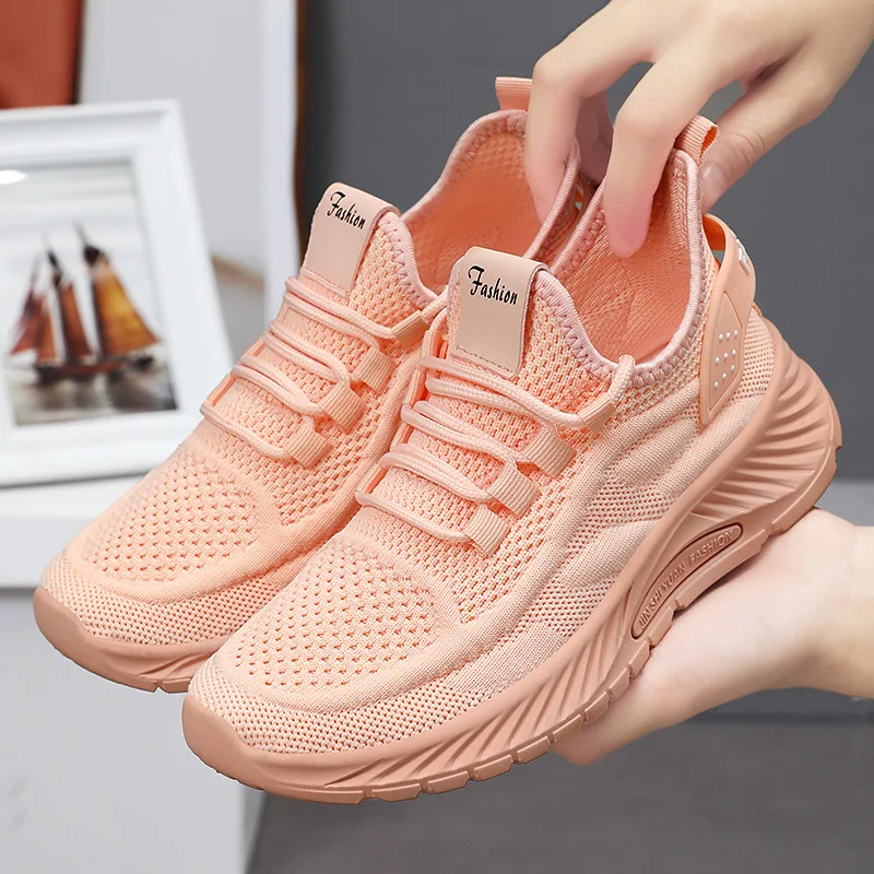 

New Women's Shoes Spring Fashion Sneakers for Woman Breathable Casual Women Sneakers Soft-soled Trendy Flying Weaver Women Shoes