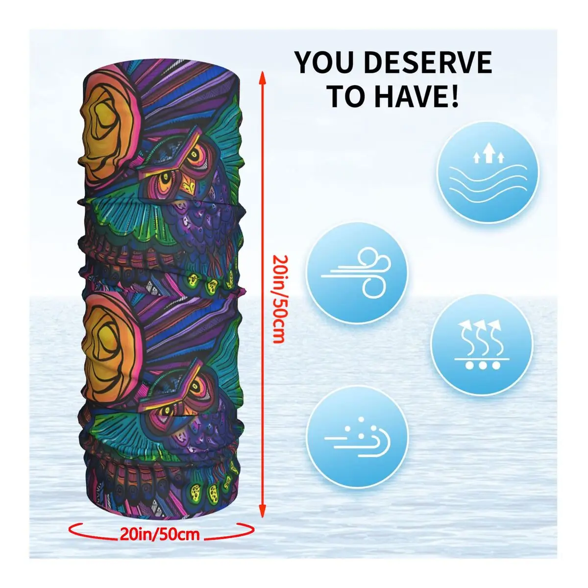 Owl Scarf Neckerchief Neck Face Mask Polyester