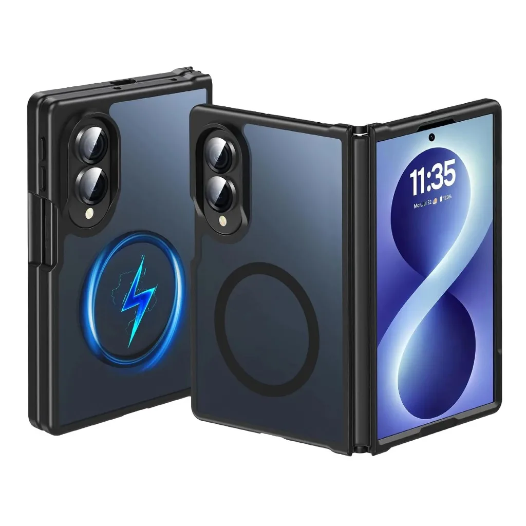 Luxury Matte Skin Feel for Magsafe Magnetic Phone Case For Samsung Galaxy Z Fold 8 7 6 Fold8 Ultra Shockproof PC TPU Cover