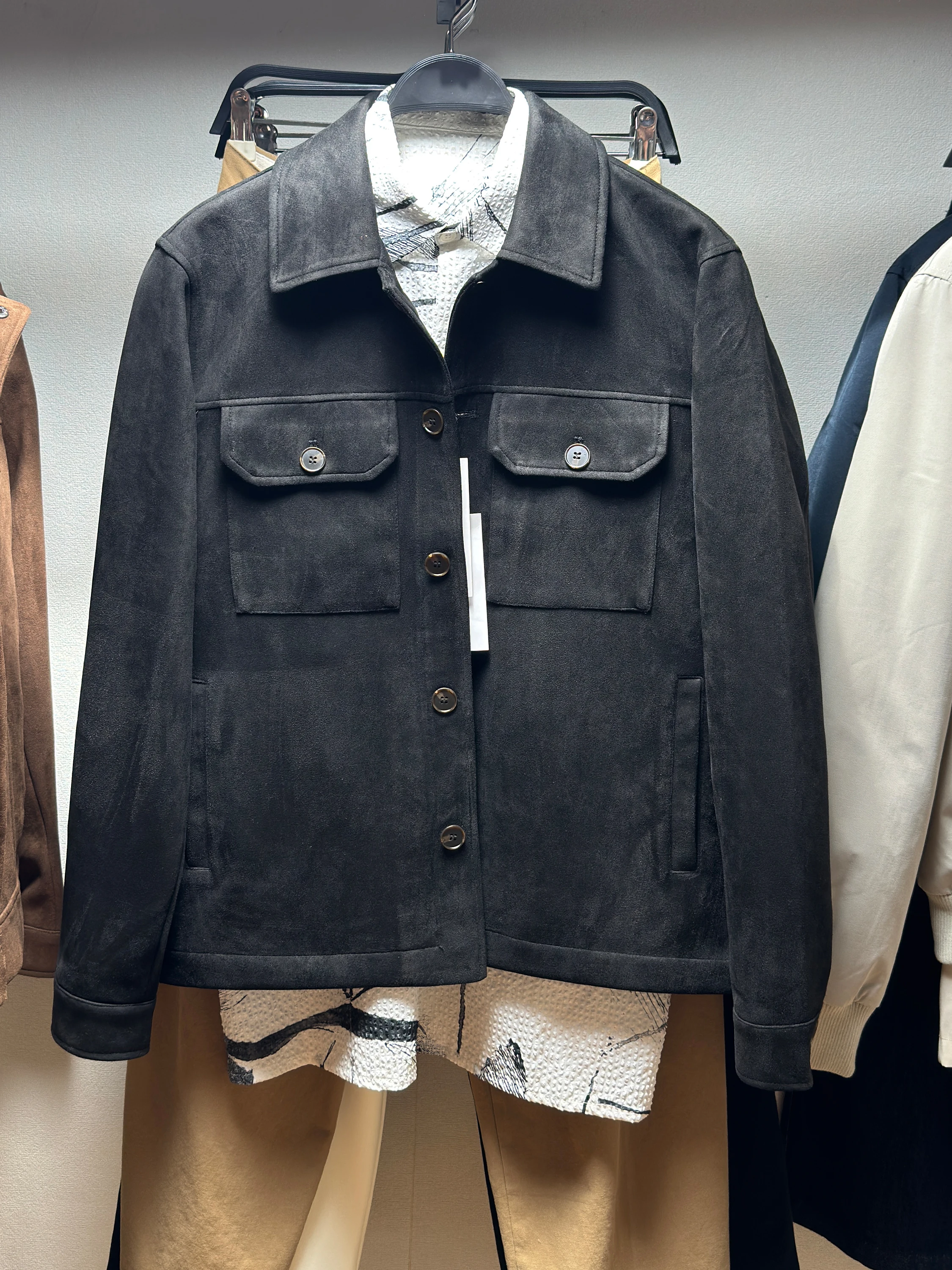 

Новое поступление, мужская повседневная одежда irt Jaet с бархатной текстурой, свободная посадка из полиэфирного волокна, 94% спандекса, 6% длинный откидной воротник све