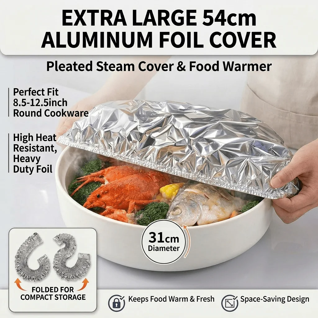 Kitchen 200pcs Reusable Aluminum Foil Food Plate Covers, Heat-Insulating Adjustable Design, for Food Storage And Preservation