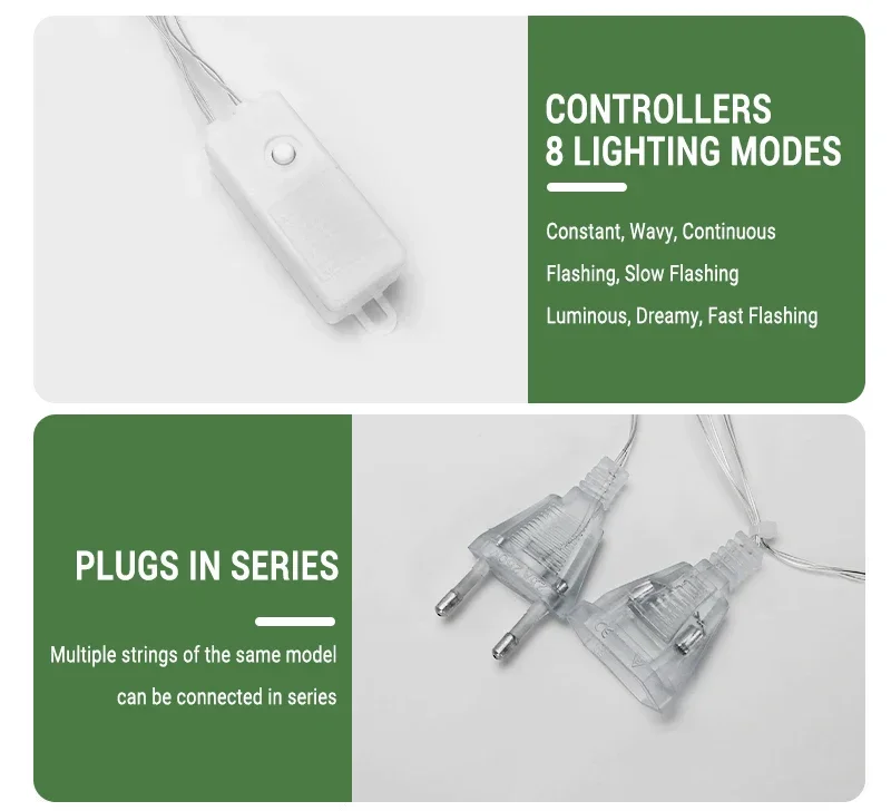 سلسلة أضواء LED مع ديكور قلب نجمة القمر، 8 أوضاع سلسلة أضواء خرافية مع قابس الاتحاد الأوروبي لتزيين حفلات عيد الميلاد وأعياد الميلاد