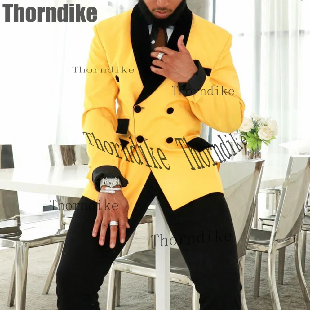 Thorndike Latest Suit Design Men Suit Double Breasted Slim Fit 2 Pc Tuxedo Prom Wedding Suits Custom Groom Blazer(Jacket+Pants)