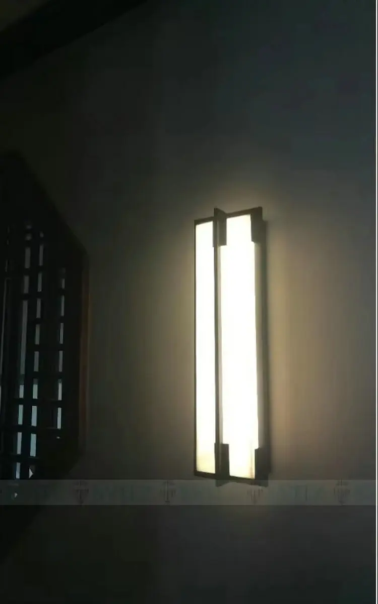 

Новый китайский прямоугольный мраморный настенный светильник, креативный уличный садовый настенный светильник, простой черный металлический светодиодный настенный светильник YX416GA