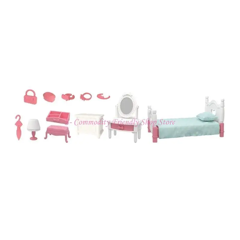 Ensemble meubles miniatures pour maisons poupée 85AE, salle bain/cuisine/salon/chambre à coucher, accessoires scène