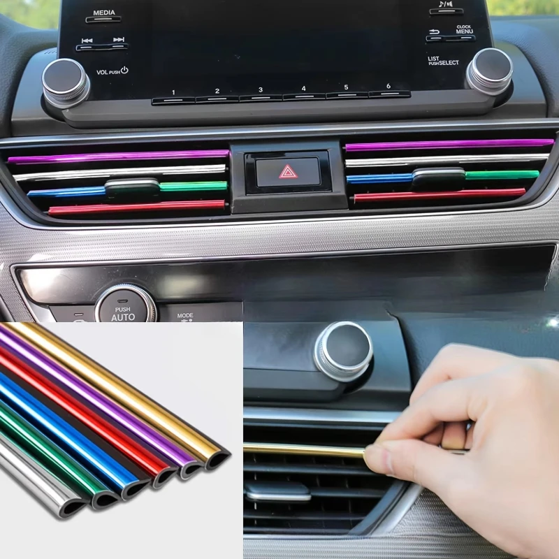 10/20Pcs Universal U-Shape Flexible Air Vent Decor Strips Car Interior Grille Trim Accessories For Air Conditioner Outlet