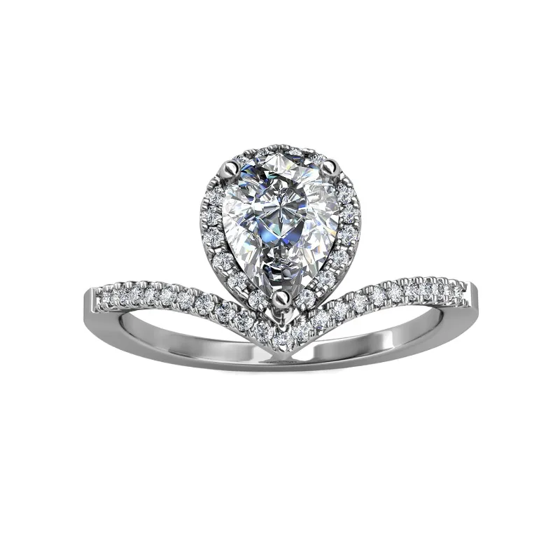 

Daisini 925 Sterling Silver Water Drop Swarovski Crystals Crown Ring 18k White Gold Plated Wedding Engagement Jewelry for Women