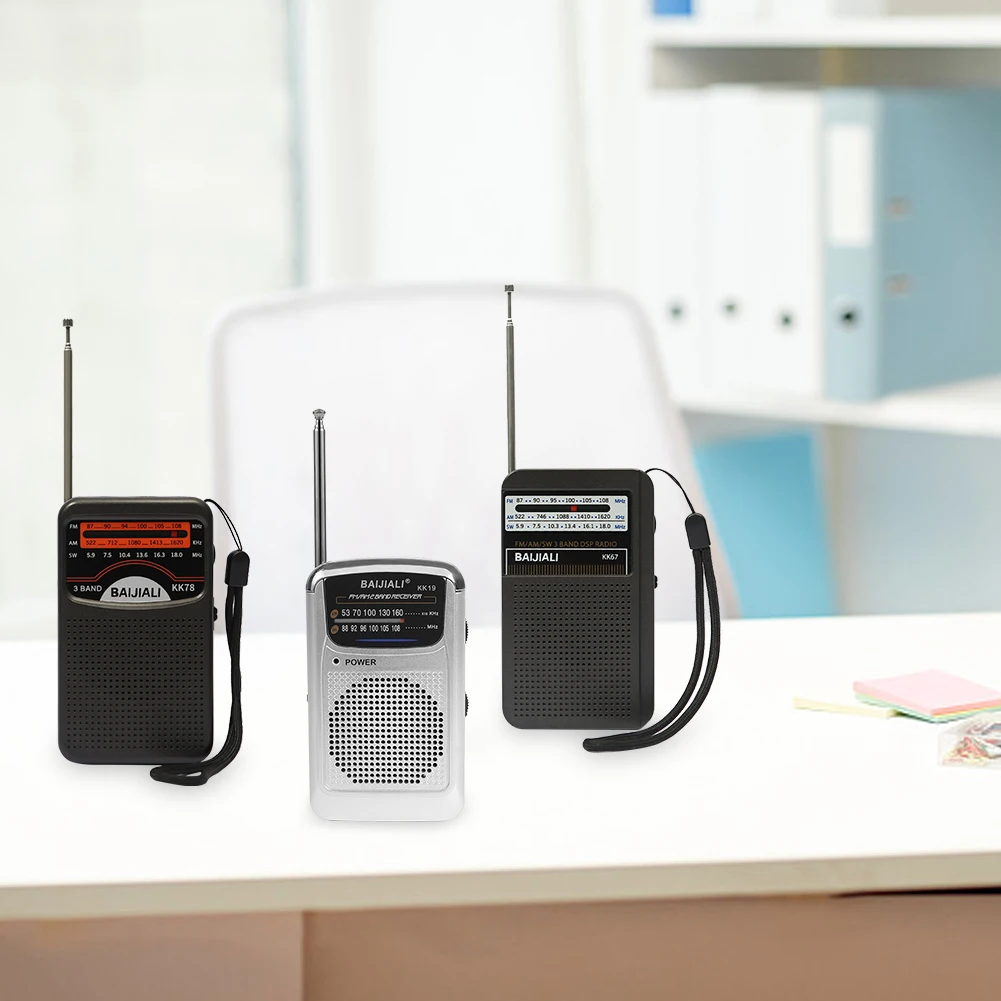Portable Mini Radio LCD Display Pocket Pointer Radio Digital Radio Dual Band Telescopic Antenna for Indoor Outdoor Emergency Use