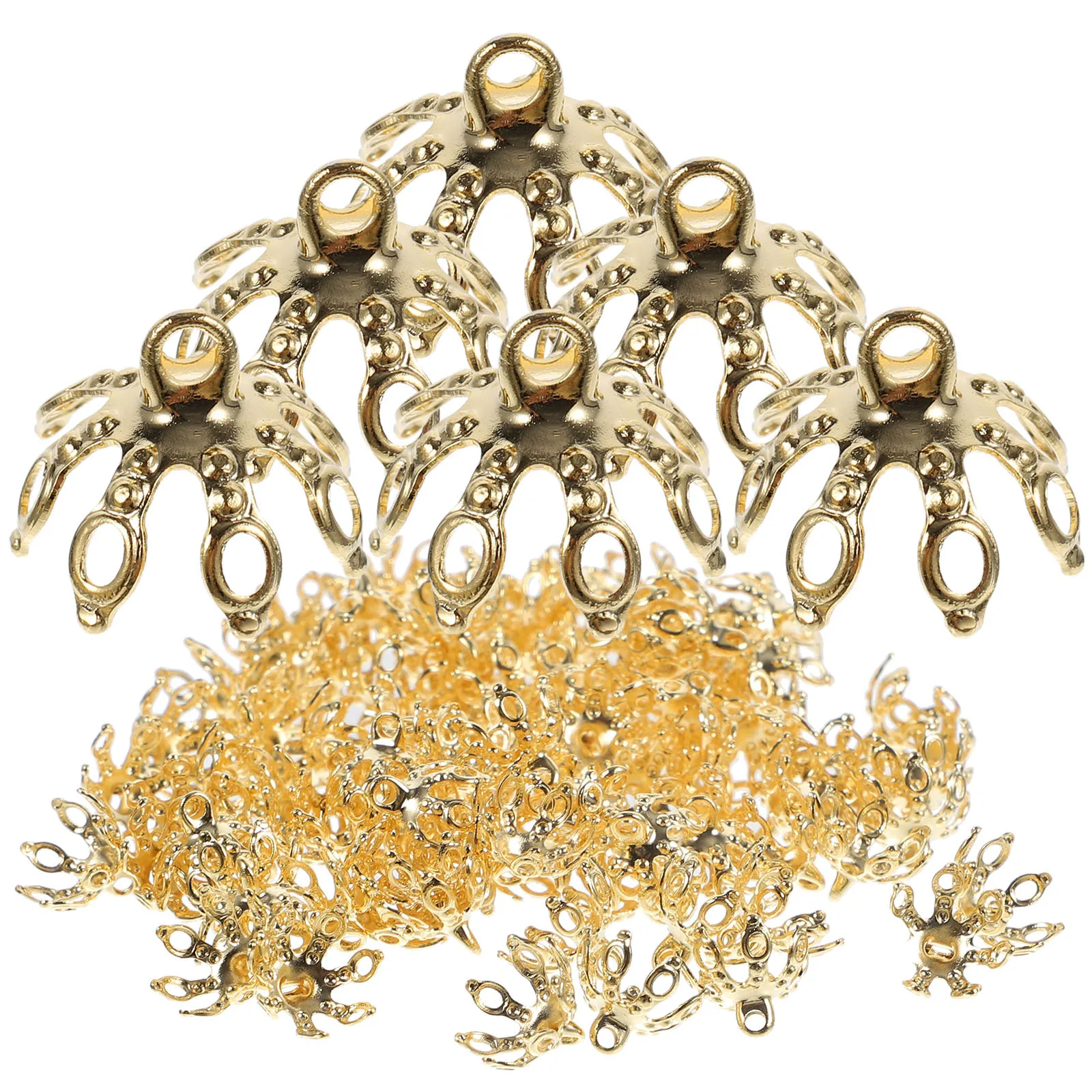 100Pcs Copper Beads Caps Lightweight DIY Jewelry Making Supplies Hair Accessories Necklace Bracelet Bead End Caps