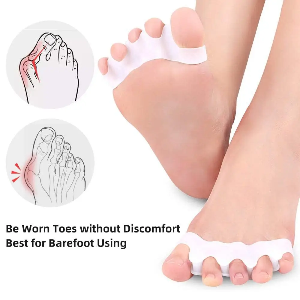 Separador de dedos de los pies de silicona para mujer, Gel suave transpirable para aliviar el dolor de pies, Protector de valgo del pulgar, separador de dedos de los pies, 2 pares