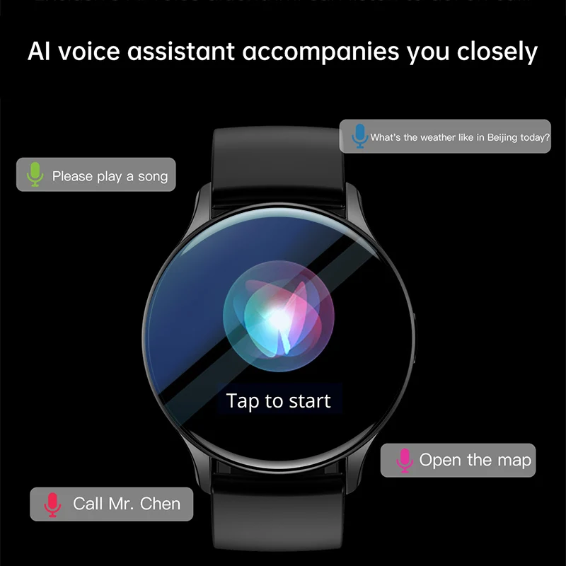 Reloj inteligente deportivo inalámbrico para hombres y mujeres, pulsera con pantalla a Color de 1,43 pulgadas, monitoreo de oxígeno en sangre y frecuencia cardíaca