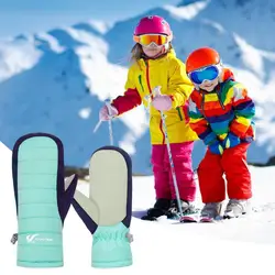 Luvas impermeáveis de esqui para crianças, luvas de inverno, forro de lã quente ideal para meninos e meninas, clima e exterior