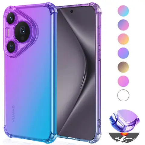 Four-corners Shockproof Gradient TPU Case for Huawei Pura 80 70 Pro P70 Ultra Protective Cover Fundas Coque Capa