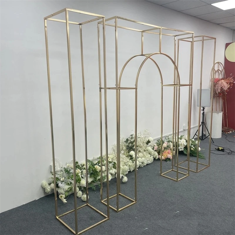 2023 New Wedding Iron Screen Framework Stage Decoration Outdoor Decorative Flower Shelf Party Background Gilded Arch