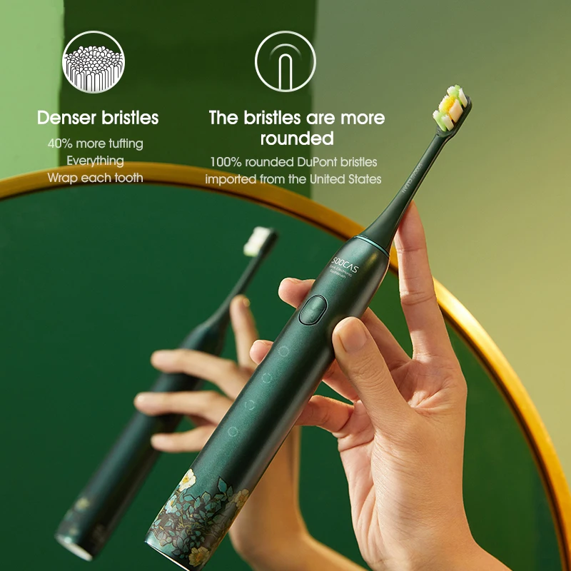 SOOCAS Van Gogh X3U Electric Toothbrush Green Ultrasonic Sonic Tooth Brush Upgraded Type-c Fast Chargeable Adult IPX7 Waterproof