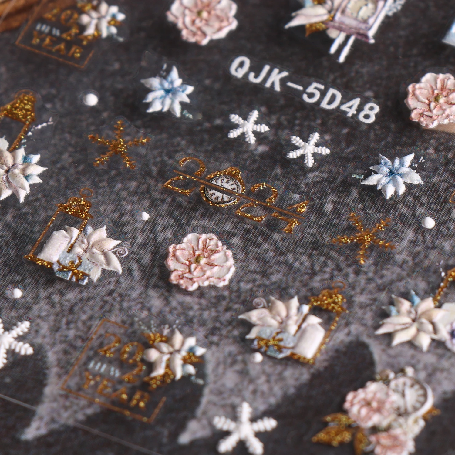 3 قطع من الملصقات المنقوشة لفن الأظافر الكرتونية لعيد الميلاد والعام الجديد، سهلة الاستخدام لتزيين الأظافر، DIY، هدايا، نمط مكياج الحفلات #6